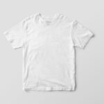 Simple white t-shirt mockup on a plain background, perfect for design presentations and branding.